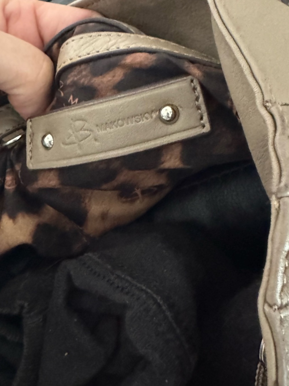 b. makowsky Taupe Braided-Handle Shoulder Bag - Picture 8 of 10
